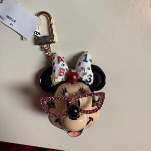 Minnie Mouse Bag Charm/ Keychain with Glitter Glasses